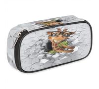 TropicalLife Divertidos estuches de jirafa de piel sintética, bonita bolsa de lápices de jirafa, bolsa de lápices con cremallera, bolsas de maquillaje para niños, niñas, hombres, mujeres, color, Talla