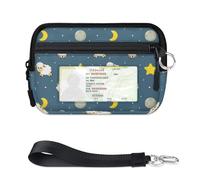 TropicalLife Dreams - Cartera con estampado de ovejas para mujeres, hombres, niños, niñas, niños, lindos monederos de oveja, mini funda con cremallera para tarjetas con ventana de identificación