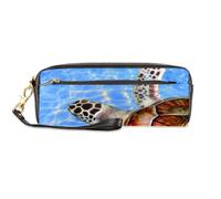 TropicalLife Estuche de piel sintética con patrón de tortugas marinas para niños, niñas, hombres, mujeres, estuche con cremallera para lápices, artículos de papelería, cosméticos y maquillaje, color,