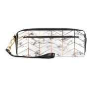 TropicalLife Estuche de piel sintética con textura geométrica de mármol para niños, niñas, hombres, mujeres, estuche de mármol dorado, bolsa con cremallera, bolsa de maquillaje cosmética, color, Talla