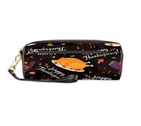 TropicalLife Estuche para lápices de piel sintética con patrón de Acción de Gracias, para niños, niñas, hombres, mujeres, pavos de Acción de Gracias, bolsa para lápices, bolsa con cremallera,