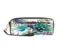 TropicalLife Estuche para lápices de piel sintética con patrón de flores de la selva, para niños, niñas, hombres, mujeres, bolsa de lápices con cremallera, bolsa de papelería y cosméticos, color,