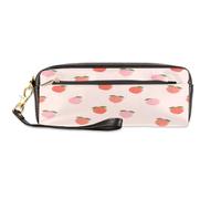 TropicalLife Estuche para lápices de piel sintética con patrón de melocotones para niños, niñas, hombres, mujeres, bolsa para lápices de melocotones, bolsa con cremallera para artículos de papelería,