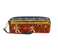 TropicalLife Estuche para lápices de piel sintética con patrón egipcio antiguo para niños, niñas, hombres, mujeres, estuche egipcio para lápices, bolsa con cremallera para artículos de papelería,