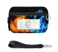 TropicalLife Fiery Dragons - Cartera para mujeres, hombres, niños, niñas, niños, dragones azules y rojos, mini funda con cremallera para tarjetas con ventana de identificación, ligera, portátil