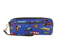 TropicalLife Funny Cars - Estuche para lápices de piel sintética para niños, niñas, hombres, mujeres, diseño de coches, bolsa para lápices, bolsa con cremallera para artículos de papelería, cosméticos