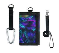 TropicalLife Galaxy Moon Wolf - Cartera delgada de bolsillo pequeño para organizar dinero, ligera, portátil