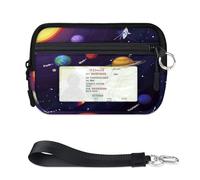 TropicalLife Galaxy Planet Cosmos - Cartera para mujeres, hombres, niños, niñas, niños, monederos, mini funda con cremallera para tarjetas con ventana de identificación, ligera, portátil, pequeña