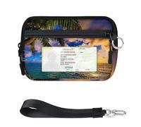 TropicalLife Hawaii Ocean - Cartera para mujeres, hombres, niños, niñas, niños, niños, monederos de palmera oceánica, mini funda con cremallera para tarjetas con ventana de identificación, ligera