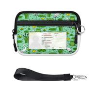 TropicalLife Herons Frog Lillies - Cartera para mujeres, hombres, niños, niñas, niños, ranas, monederos, mini funda con cremallera para tarjetas con ventana de identificación, ligera, portátil