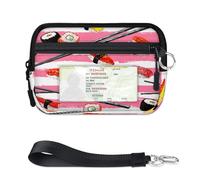TropicalLife Kawaii - Cartera de sushi para mujeres, hombres, niños, niñas, niños, lindos monederos de sushi, mini funda con cremallera para tarjetas con ventana de identificación, ligera, portátil
