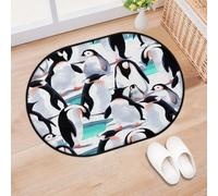 TropicalLife Lindo pingüino alfombra para puerta de entrada, salón, cocina, hogar, baño, alfombra de área de pingüino kawaii, lavable, interior y exterior, antideslizante, 40 x 60 cm