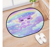 TropicalLife Lindo tapete de puerta de entrada con diseño de ángel kawaii arcoíris para sala de estar, cocina, hogar, baño, lavable, para interiores y exteriores, antideslizante, 40 x 60 cm