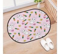TropicalLife Lindo tapete para puerta de entrada, diseño de conejito kawaii para salón, cocina, hogar, baño, tapete lavable, para interiores y exteriores, antideslizante, 40 x 60 cm