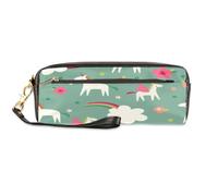 TropicalLife Lindos estuches de piel sintética con diseño de unicornios para niños, niñas, hombres, mujeres, unicornios mágicos, bolsa para lápices, bolsa con cremallera para artículos de papelería,