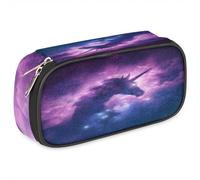 TropicalLife Magic Galaxy Unicorn - Estuche de piel sintética para lápices, bolsa de lápices de unicornio, bolsa de lápices con cremallera, bolsas de maquillaje para niños, niñas, niños, hombres y
