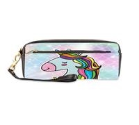 TropicalLife Magic Unicorn - Estuche de piel sintética para lápices, diseño de escamas de peces, para niños, niñas, hombres, mujeres, bolsa de lápices de unicornio, bolsa con cremallera para artículos