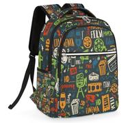 TropicalLife Mochila de viaje para laptop con patrón de cine para niñas, niños, hombres y mujeres, mochila de diseño de cine, mochila de senderismo, viajes, casual, mochila de día casual, Color, 21L