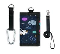 TropicalLife Monedero de astronauta con diseño de nave espacial y cohete, bolsa organizadora de dinero de bolsillo pequeño, ligera, portátil