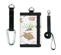 TropicalLife Ocean Animals - Cartera delgada y pequeña con bolsillo organizador de dinero, diseño de plantas oceánicas, ligero, portátil