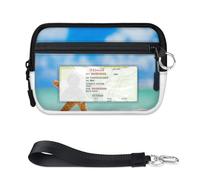 TropicalLife Ocean Beach - Cartera con diseño de estrella de mar para mujeres, hombres, niños, niñas, niños, monederos con cremallera y ventana de identificación, ligera, portátil, pequeña bolsa