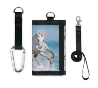 TropicalLife Ocean Run Horse - Cartera delgada de bolsillo pequeño para organizar dinero, ligera, portátil