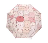 TropicalLife Paraguas lindo patrón de cerdito estampado animal resistente al viento 3 pliegues paraguas de apertura automática para mujeres, hombres, niñas, niños, unisex, ultraligero, para viajes al