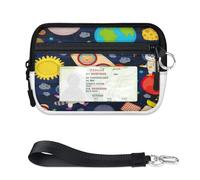 TropicalLife Planet Rocket - Cartera con diseño de animales para mujeres, hombres, niños, niñas, niños, monederos con cremallera, con ventana de identificación, ligera, portátil, pequeña bolsa
