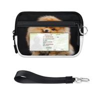 TropicalLife Pomeranian Dog - Bonita cartera para mujeres, hombres, niños, niñas, niños, perros, mini monederos con cremallera y ventana de identificación, ligera, portátil, pequeña bolsa organizadora