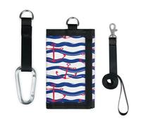 TropicalLife Red Anchor - Cartera delgada con diseño de ondas azules, bolsa organizadora de dinero, ligera, portátil