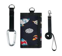 TropicalLife Space Rocket Spaceship - Cartera delgada de bolsillo pequeño organizador de dinero, diseño de caricaturas, ligero y portátil