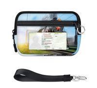 TropicalLife Steam Train Ddesign - Cartera para mujeres, hombres, niños, niñas, niños, retro, con cremallera, con ventana de identificación, ligera, portátil, pequeña, organizador de tarjetas