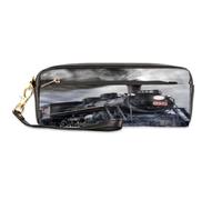 TropicalLife Steam Train - Estuche vintage de piel sintética para niños, niñas, hombres, mujeres, estampado de tren, bolsa para lápices, bolsa con cremallera para artículos de papelería, cosméticos y, A-0005-003-0679-01-243N-005J