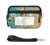 TropicalLife Summers Beachs - Cartera para mujeres, hombres, niños, niñas, niños, playas, estrellas de mar, mini funda con cremallera para tarjetas con ventana de identificación, ligera, portátil
