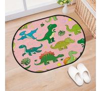 TropicalLife Tapete para puerta de entrada con diseño de dinosaurio kawaii para sala de estar, cocina, hogar, baño, lavable, para interiores y exteriores, antideslizante, 40 x 60 cm