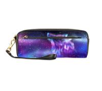 TropicalLife Wolf Galaxy Night - Estuche para lápices de piel sintética para niños, niñas, hombres, mujeres, estuche para lápices con cremallera, bolsa de papelería y cosméticos, color, Talla única,