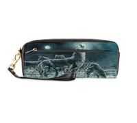 TropicalLife Wolves Wolf - Estuche de piel sintética para lápices, para niños, niñas, hombres, mujeres, estuche con cremallera, bolsa para lápices de lobo y cosméticos, color, Talla única, Organizador