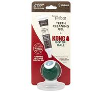 TropiClean Enticers Kong - Kit de Bolas dentales para Perros medianos, Gel de Limpieza de Dientes, Sabor a pechuga de Res ahumada, 29,57 ml