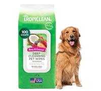 Tropiclean Toallitas Limpiadoras Profundas para Mascotas - Sin Residuos, Parabenos, Alcohol, Ni Colorantes - 100 Unidades