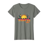 Trópico como su Verano Caliente Divertido piña Sol, Hawaianos Camiseta, Mujer, Verde Militar Jaspeado, 3XL