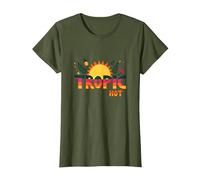 Trópico como su Verano Caliente Divertido piña Sol, Hawaianos Camiseta, Mujer, Verde Oliva, M
