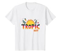 Trópico como su Verano Caliente Divertido piña Sol, Hawaianos Camiseta, Niños, Blanco, 10 años