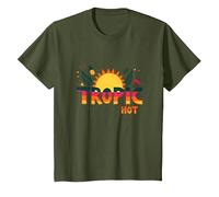 Trópico como su Verano Caliente Divertido piña Sol, Hawaianos Camiseta, Niños, Verde Oliva, 4 años