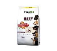 TROPIDOG Premium Adult M&L Beef & Rice 12kg - Alimento Rico en Carne bovina, con arroz, para Perros Adultos de Razas Medianas y Grandes