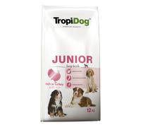 TROPIDOG Premium Junior Large Turkey & Rice 12kg - Alimento Rico en Pavo, con arroz, para Cachorros de Razas Grandes y Perras Durante el periodo del Embarazo y de la Lactancia