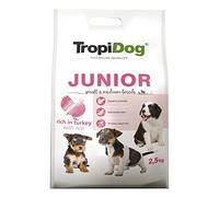 TROPIDOG Premium Junior Small & Medium Turkey & Rice 2,5kg - alimento Premium Rico en Pavo, con arroz, para Cachorros de Razas pequeñas