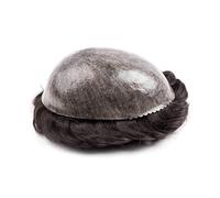 Tropper de pelo para hombres Tupé de cabello humano for hombres 0,12-0,14 mm Piel PU completa Prótesis masculino #2 Marrón(6x8)