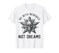 Troquel de Calavera con Recuerdos, no sueños Camiseta gráfica económica, Hombre, Blanco, M