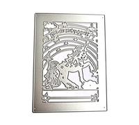 Troquel de corte de metal, acero carbono, rectángulo, feliz cumpleaños, corte de caballo, plantilla hecha a mano, molde para bricolaje, álbumes de recortes, feliz cumpleaños, caballo, cuchillo en