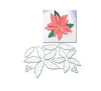 Troqueles de corte de metal con hojas de flores de Navidad de 10 x 6,65 cm para álbumes de recortes, tarjetas de papel, álbum de fotos, manualidades, tarjetas, decoración de álbumes de recortes